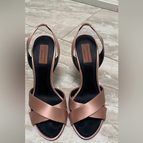 Zara Dusty Pink Sandals with embellishments in the heel, size 38. - Picture 2 of 5